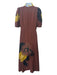 Dries Van Noten Size 38 Black Brown Yellow Viscose V Neck Short Sleeve Dress Black Brown Yellow / 38