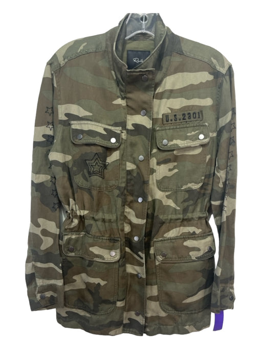 Rails Size XS Green Lyocell blend Camo Military Snap Front cinch waist Jacket Green / XS
