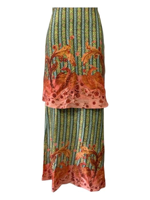 Tulicarpa Size XS Green, Orange, Multi Silk Blend Sleeveless Capelet Maxi Dress Green, Orange, Multi / XS