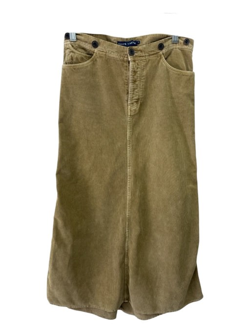 Ralph Lauren Size 2 Light Brown Cotton Corduroy Ribbed Button Detail Maxi Skirt Light Brown / 2