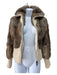 Christian Lacroix Size S Brown & White Wool Fur Cable Knit Zip Up Jacket Brown & White / S