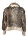 Christian Lacroix Size S Brown & White Wool Fur Cable Knit Zip Up Jacket Brown & White / S