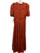 Ulla Johnson Size 2 Burnt Orange Polyester Short Balloon Sleeve V Neck Dress Burnt Orange / 2