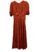 Ulla Johnson Size 2 Burnt Orange Polyester Short Balloon Sleeve V Neck Dress Burnt Orange / 2