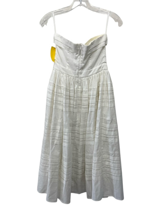 Hunter Bell Size 0 White Linen Strapless Pleated Detail Back Zip Midi Dress White / 0