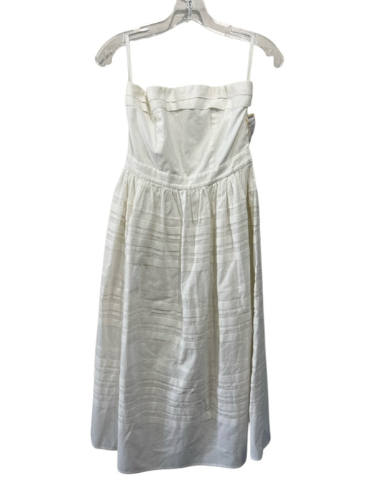 Hunter Bell Size 0 White Linen Strapless Pleated Detail Back Zip Midi Dress White / 0