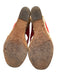 Tory Burch Shoe Size 9 Red & Tan Canvas Raffia Wedge Gold Logo Sandals Red & Tan / 9
