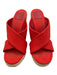 Tory Burch Shoe Size 9 Red & Tan Canvas Raffia Wedge Gold Logo Sandals Red & Tan / 9