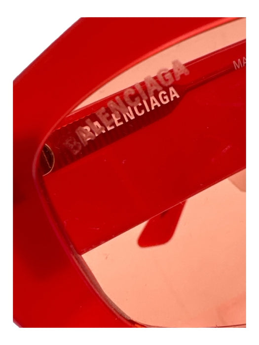 Balenciaga Red Acetate Abstract Angular Tinted Lens Sunglasses Red