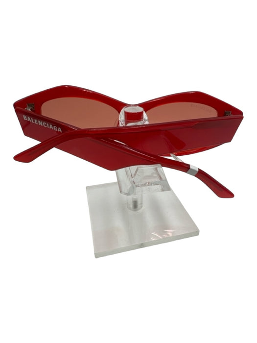 Balenciaga Red Acetate Abstract Angular Tinted Lens Sunglasses Red