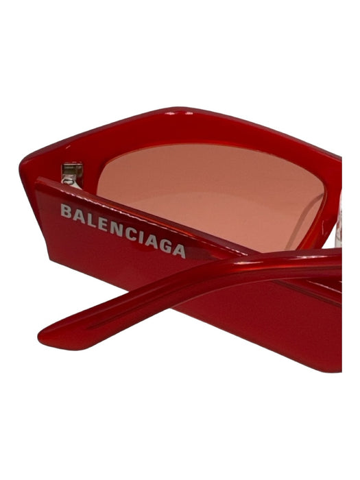 Balenciaga Red Acetate Abstract Angular Tinted Lens Sunglasses Red