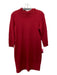 White + Warren Size M Dark Red Cashmere Ribbed Neck Back Zip 3/4 Sleeve Dress Dark Red / M