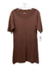 Neiman Marcus Size M Brown Cashmere Ribbed Neck Short Sleeve Knee Length Dress Brown / M