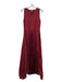 Elie Tahari Size L Red Poly Blend Pleated Sleeveless Scoop Neck Maxi Dress Red / L