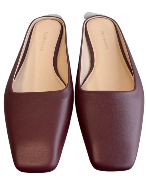Tuckernuck Shoe Size 8 Oxblood Leather Square Toe Slide Open Heel Flat Shoes Oxblood / 8