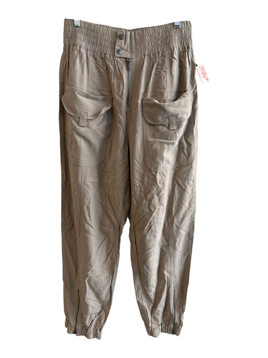 Free People Size L Khaki Modal Elastic Waist Front Pockets Front Zipper Pants Khaki / L