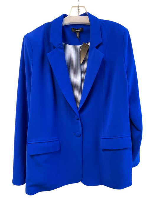 Aqua Size M Blue Polyester 2 Buttons Front Pockets Shoulder Pads Oversize Blazer Blue / M