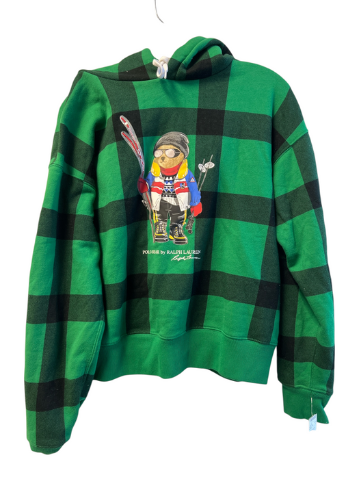 Polo Ralph Lauren Size Est XS Green Cotton Blend Plaid Polo Bear Ski Hoodie Green / Est XS
