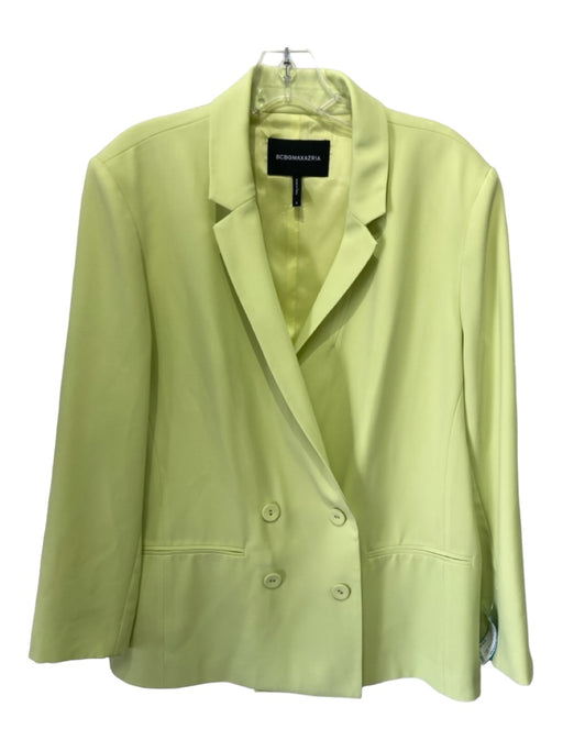 BCBG Maxazria Size L Green Polyester Double Breast Blazer Long Sleeve Jacket Green / L