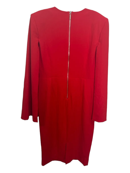 Alexia Admor Size L Red Polyester Blend Shoulder Pads Long Flutter Sleeves Dress Red / L