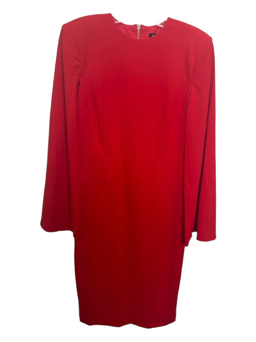 Alexia Admor Size L Red Polyester Blend Shoulder Pads Long Flutter Sleeves Dress Red / L