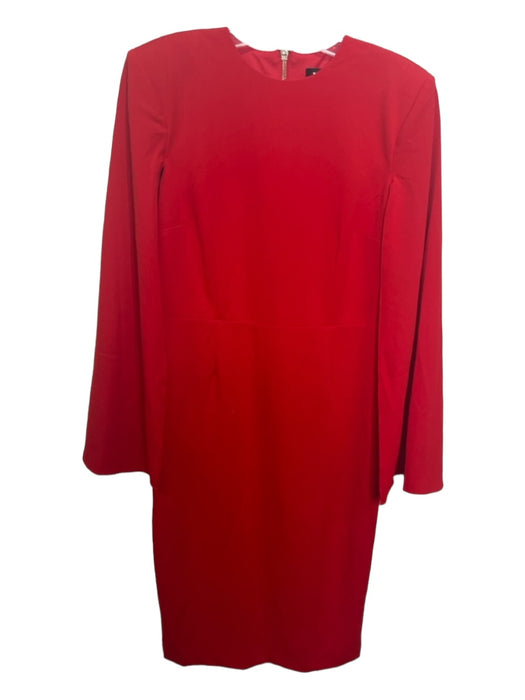 Alexia Admor Size L Red Polyester Blend Shoulder Pads Long Flutter Sleeves Dress Red / L