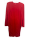 Alexia Admor Size L Red Polyester Blend Shoulder Pads Long Flutter Sleeves Dress Red / L