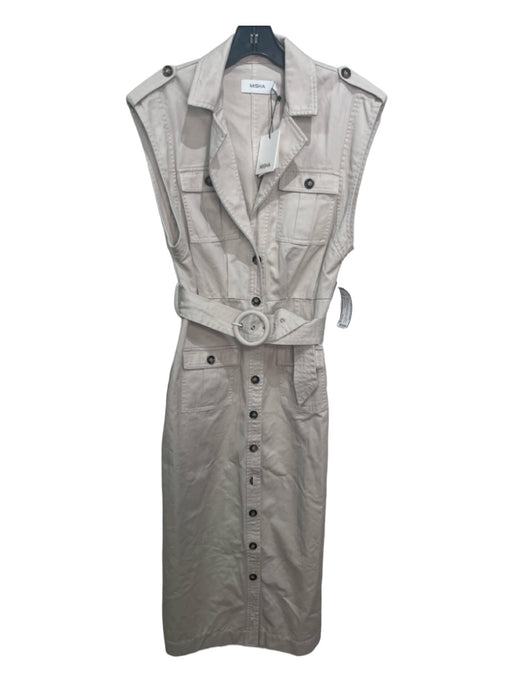 Misha Collection Size 8 Beige Polyester Blend Collared Button Up Cargo Dress Beige / 8