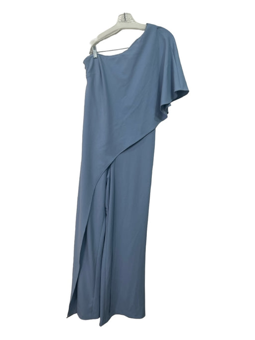 Adrianna Papell Size 8 Pale Blue Polyester Blend One Shoulder Draped Jumpsuit Pale Blue / 8