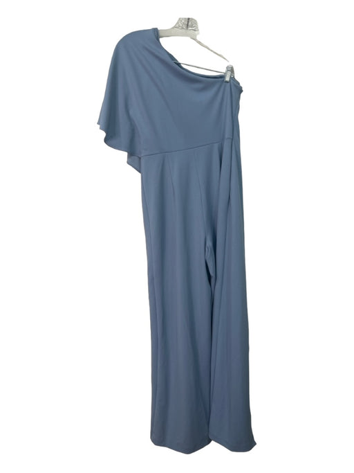 Adrianna Papell Size 8 Pale Blue Polyester Blend One Shoulder Draped Jumpsuit Pale Blue / 8