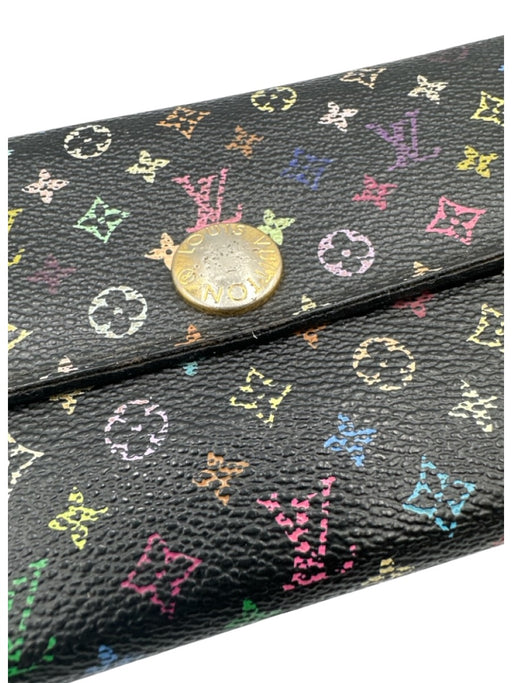 Louis Vuitton Black & Multi Coated Canvas Monogram GHW Wallets Black & Multi