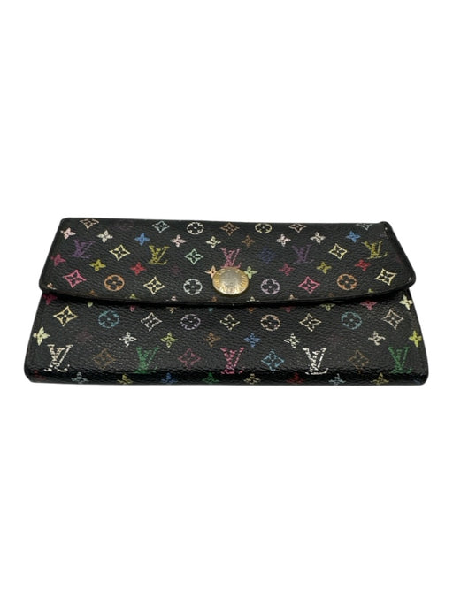Louis Vuitton Black & Multi Coated Canvas Monogram GHW Wallets Black & Multi