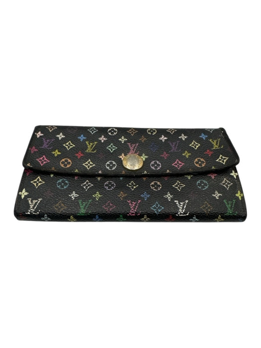 Louis Vuitton Black & Multi Coated Canvas Monogram GHW Wallets Black & Multi