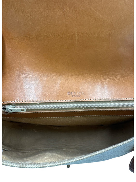 Celine Beige & Tan Coated Canvas Monogram Leather Crossbody Vintage Bag Beige & Tan / XS