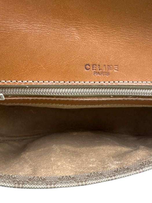 Celine Beige & Tan Coated Canvas Monogram Leather Crossbody Vintage Bag Beige & Tan / XS