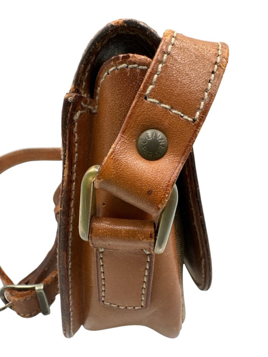 Celine Beige & Tan Coated Canvas Monogram Leather Crossbody Vintage Bag Beige & Tan / XS