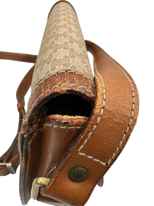 Celine Beige & Tan Coated Canvas Monogram Leather Crossbody Vintage Bag Beige & Tan / XS