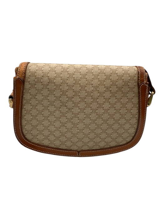 Celine Beige & Tan Coated Canvas Monogram Leather Crossbody Vintage Bag Beige & Tan / XS