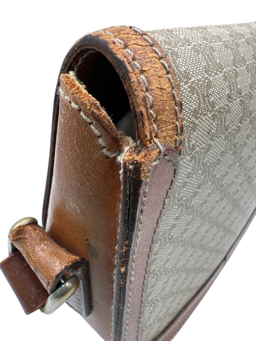 Celine Beige & Tan Coated Canvas Monogram Leather Crossbody Vintage Bag Beige & Tan / XS