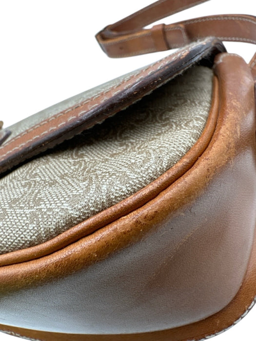 Celine Beige & Tan Coated Canvas Monogram Leather Crossbody Vintage Bag Beige & Tan / XS