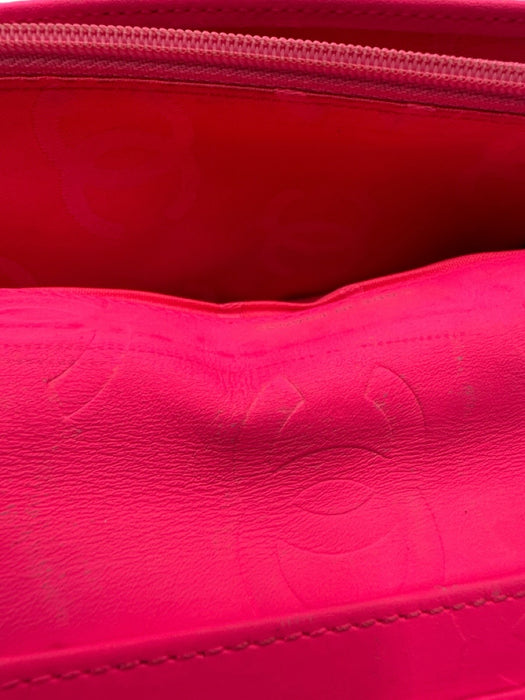 Chanel Black & Hot Pink Leather Patent Leather Logo Continental Vintage Wallets Black & Hot Pink