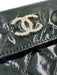 Chanel Black Patent Leather Silver Hardware Snap Bifold Card Holder Wallets Black