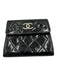 Chanel Black Patent Leather Silver Hardware Snap Bifold Card Holder Wallets Black