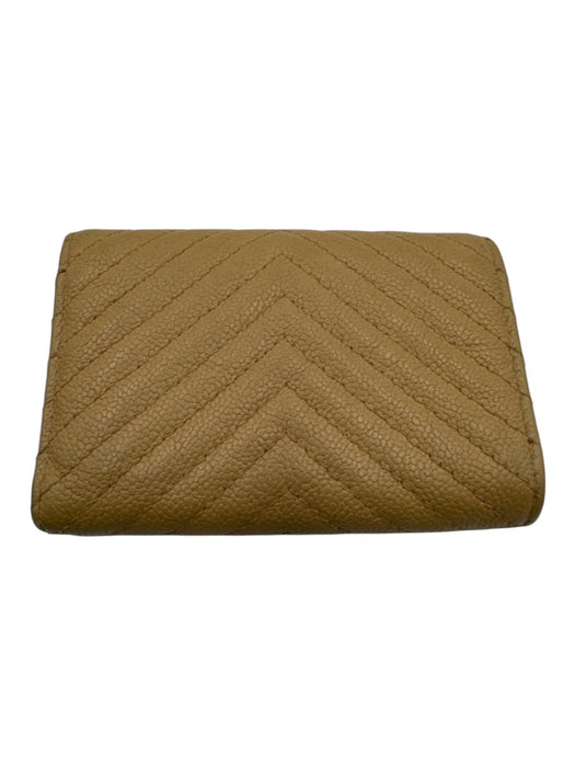 Chanel Beige Leather Chevron Logo Wallets Beige