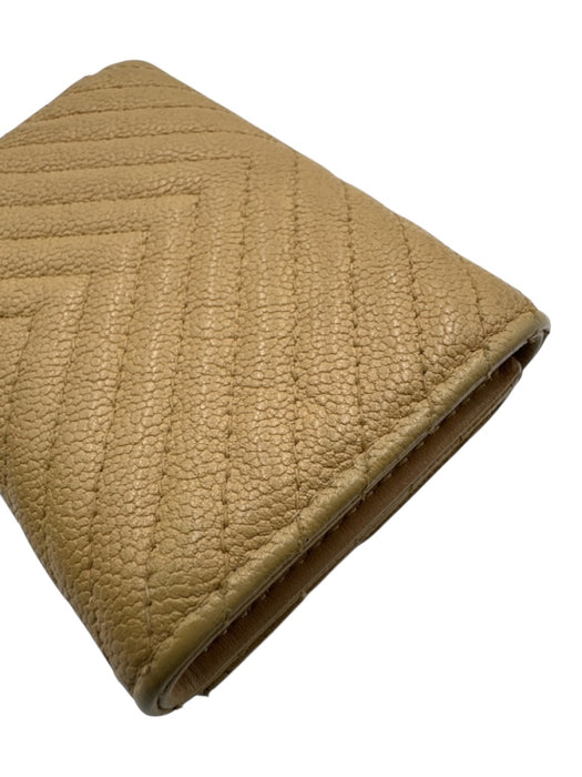 Chanel Beige Leather Chevron Logo Wallets Beige