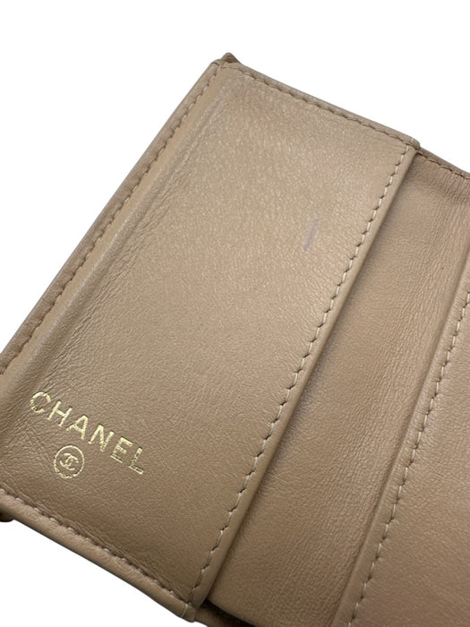 Chanel Beige Leather Chevron Logo Wallets Beige
