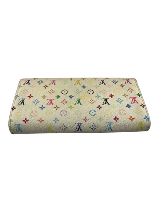 Louis Vuitton White & Multi Coated Canvas Monogram GHW Wallets White & Multi