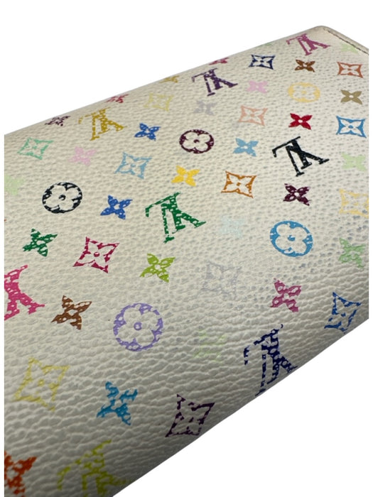 Louis Vuitton White & Multi Coated Canvas Monogram GHW Wallets White & Multi