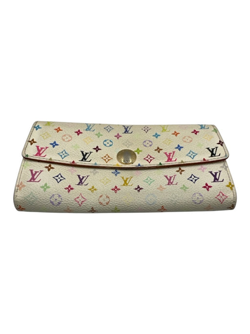 Louis Vuitton White & Multi Coated Canvas Monogram GHW Wallets White & Multi