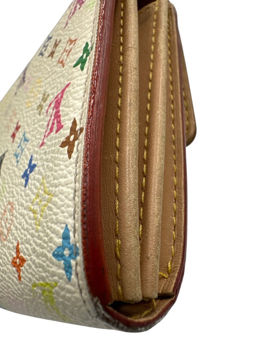 Louis Vuitton White & Multi Coated Canvas Monogram GHW Wallets White & Multi
